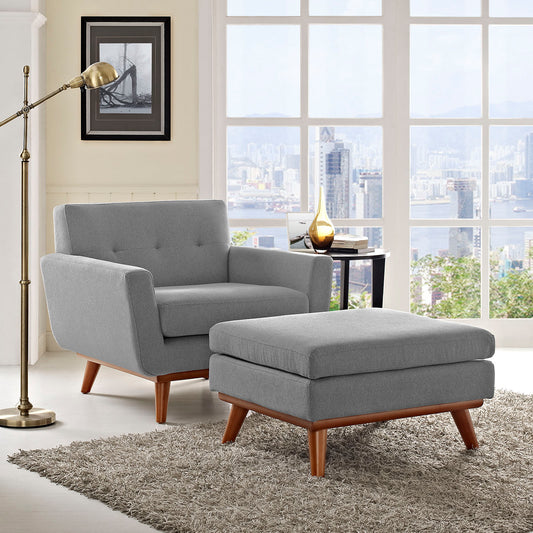Rendezvous 2-Piece Armchair and Ottoman, Light Gray