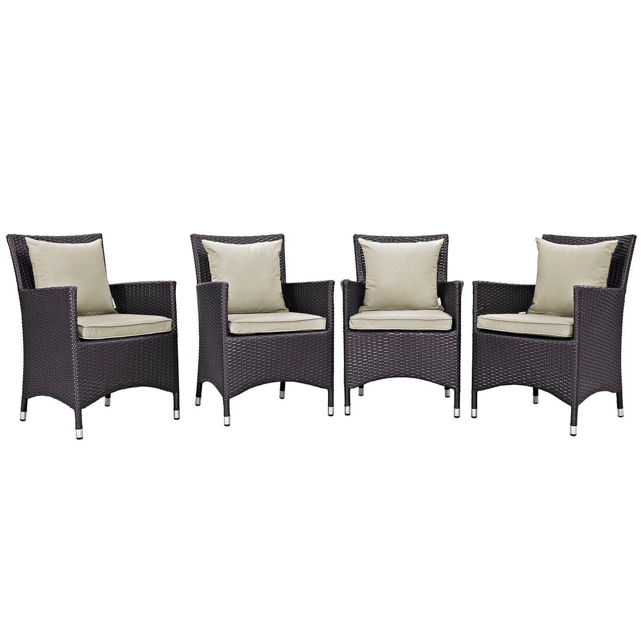 Conversation 4-Piece Alfresco Dining Chair Set, Espresso & Beige