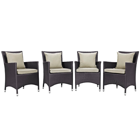 Conversation 4-Piece Alfresco Dining Chair Set, Espresso & Beige