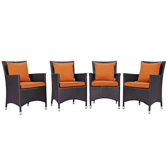 Conversation 4-Piece Alfresco Dining Chair Set, Espresso & Orange