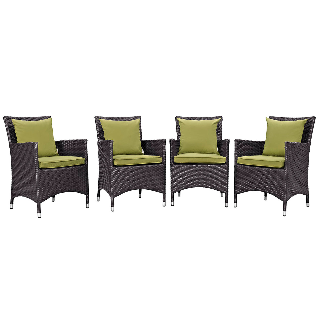 Conversation 4-Piece Alfresco Dining Chair Set, Espresso & Peridot