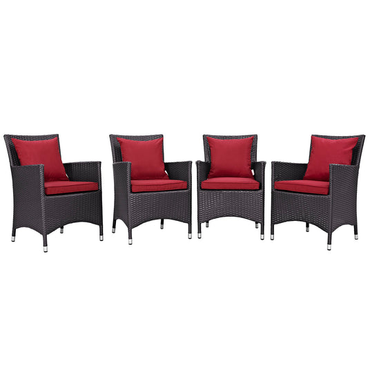 Conversation 4-Piece Alfresco Dining Chair Set, Espresso & Red