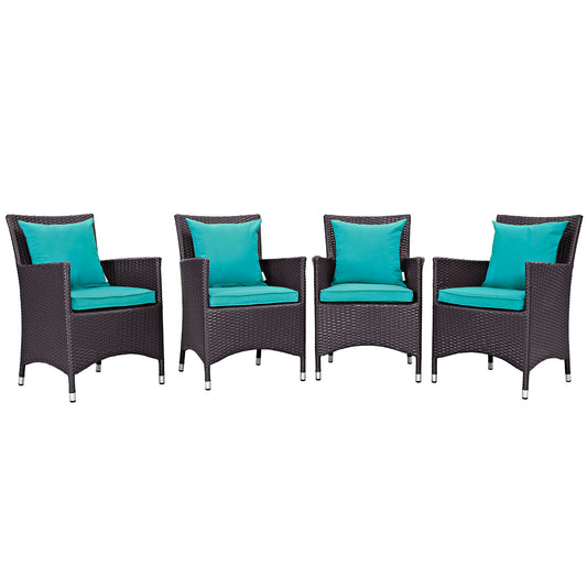 Conversation 4-Piece Alfresco Dining Chair Set, Espresso & Turquoise