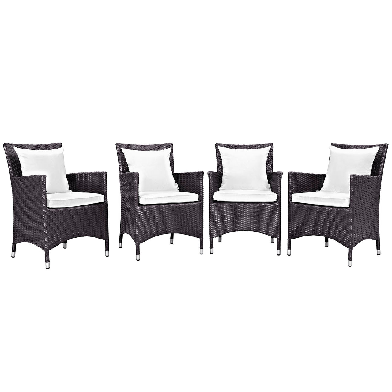 Conversation 4-Piece Alfresco Dining Chair Set, Espresso & White