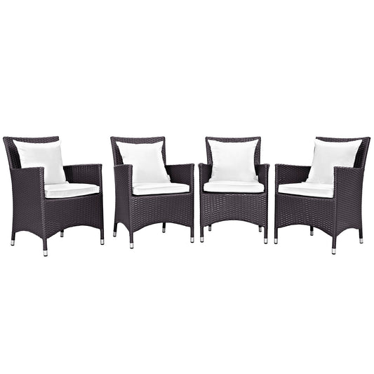 Conversation 4-Piece Alfresco Dining Chair Set, Espresso & White