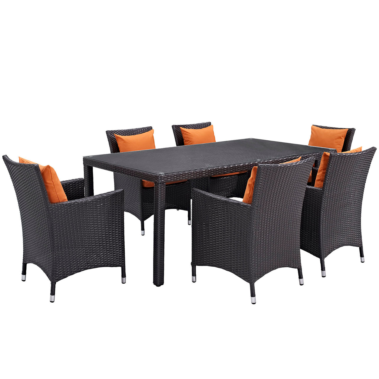 Conversation 7-Piece Alfresco Dining Set, Espresso & Orange