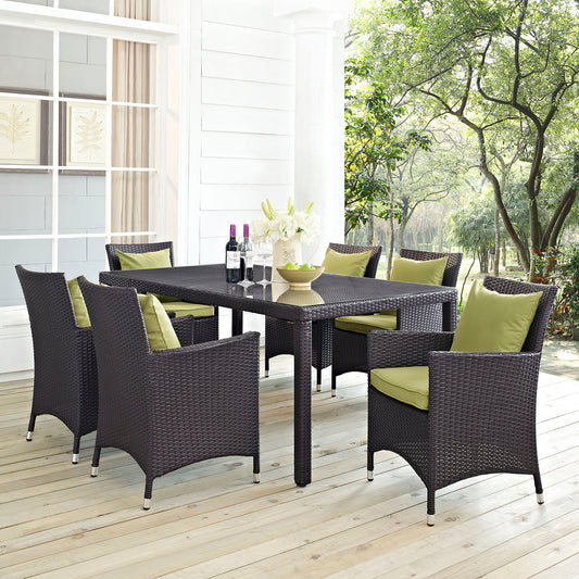 Conversation 7-Piece Alfresco Dining Set, Espresso & Peridot