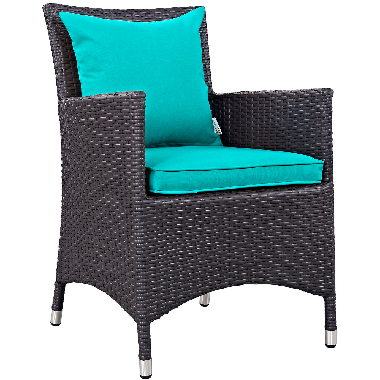 Convene 7 Piece Outdoor Patio Dining Set, Espresso & Turquoise