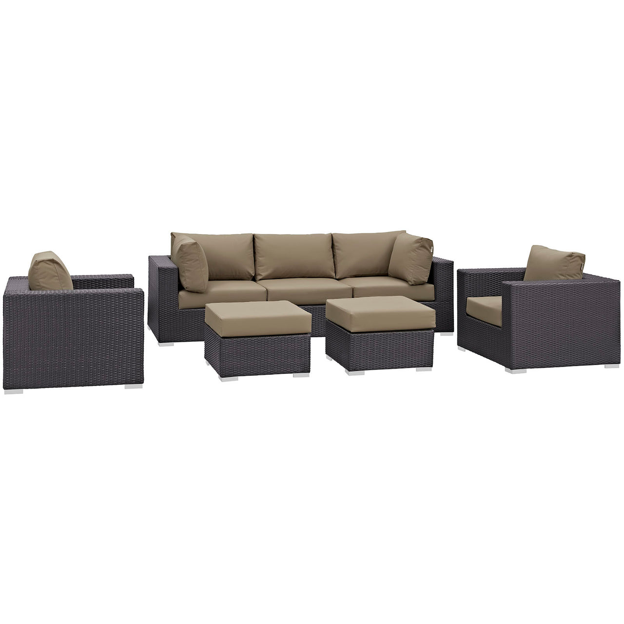 Convene 7 Piece Outdoor Patio Sectional Set, Espresso & Mocha