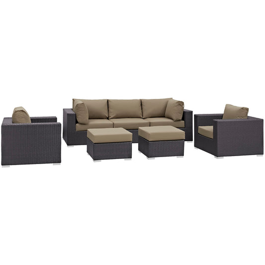 Conversation 7-Piece Alfresco Sectional Set, Espresso & Mocha