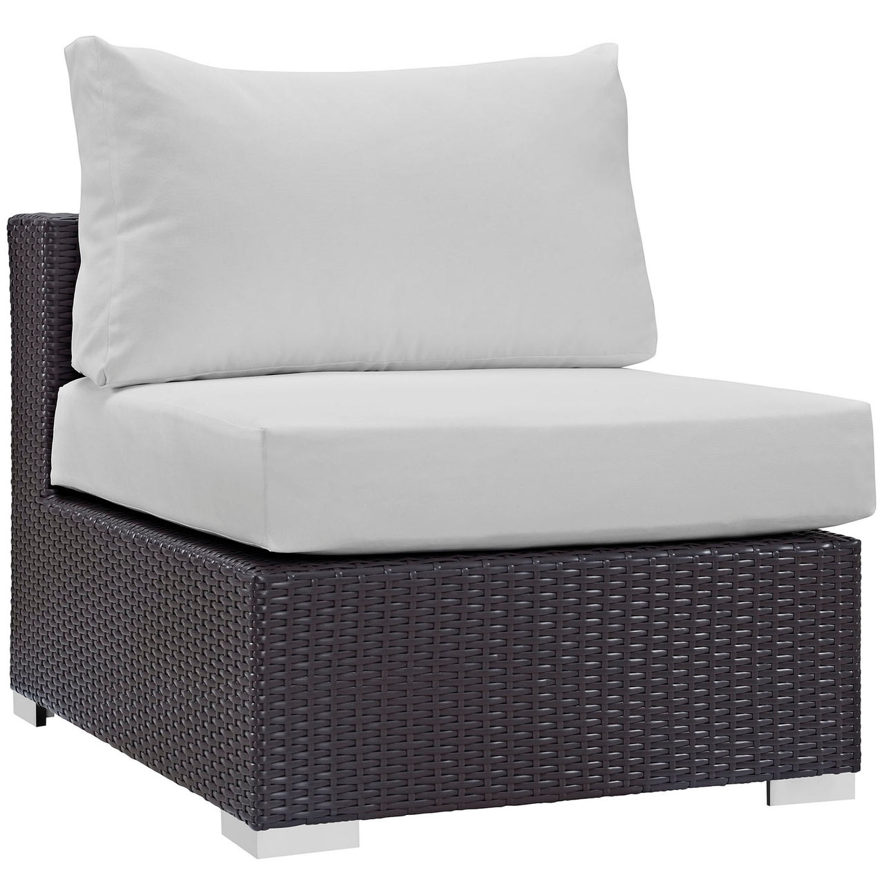 Convene 7 Piece Outdoor Patio Sectional Set, Espresso & White