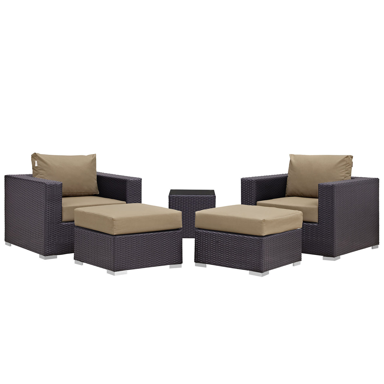 Conversation 5-Piece Alfresco Sectional Set, Espresso & Mocha