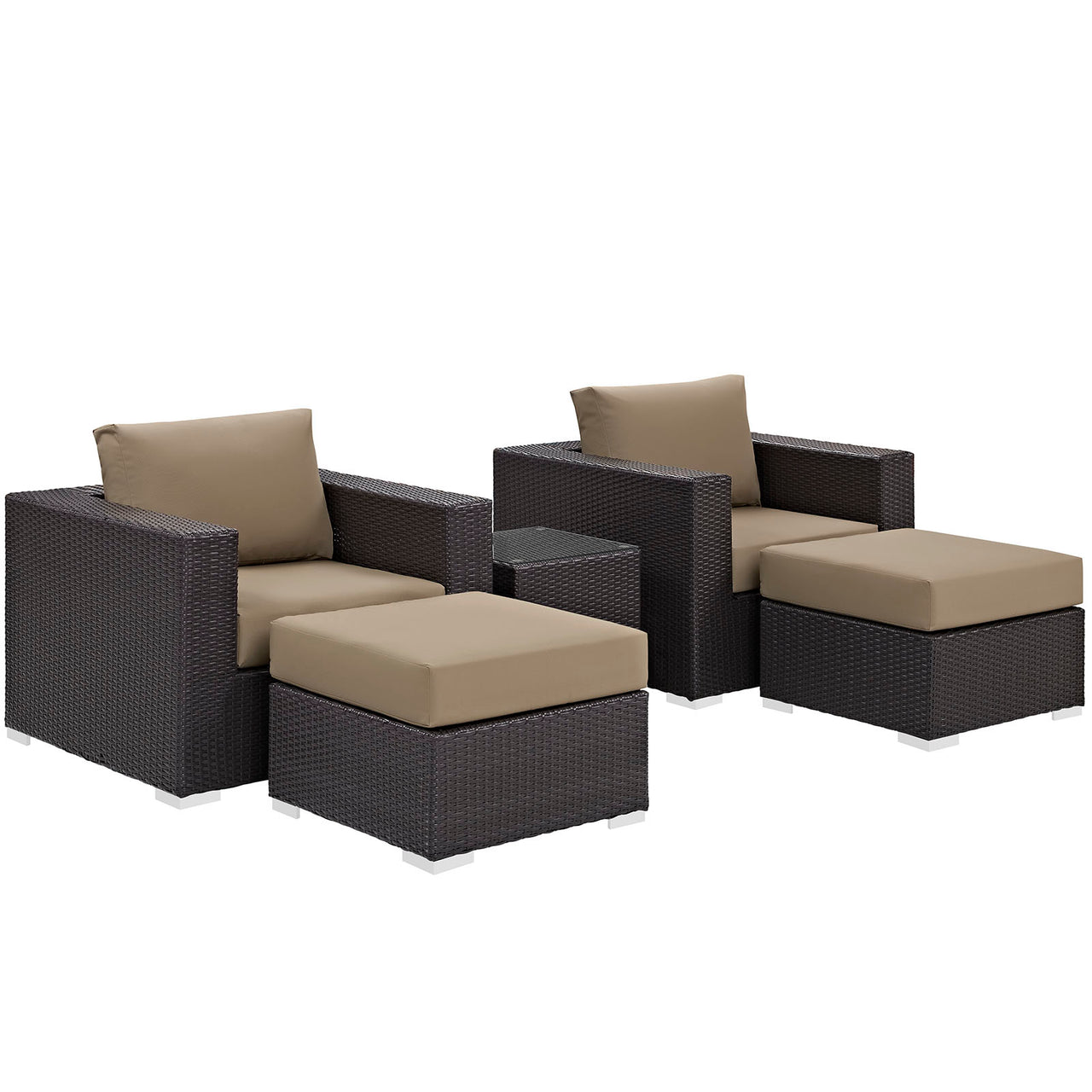 Conversation 5-Piece Alfresco Sectional Set, Espresso & Mocha