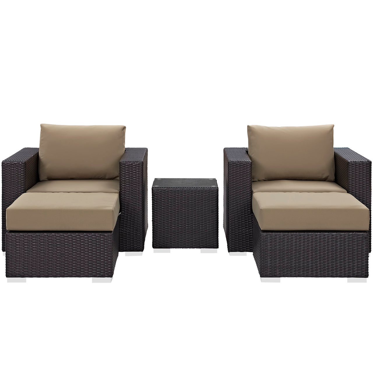 Conversation 5-Piece Alfresco Sectional Set, Espresso & Mocha