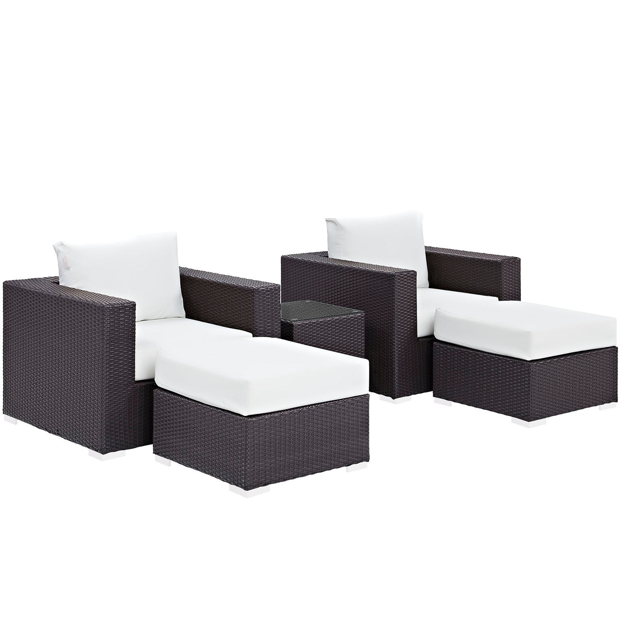Conversation 5-Piece Alfresco Sectional Set, Espresso & White