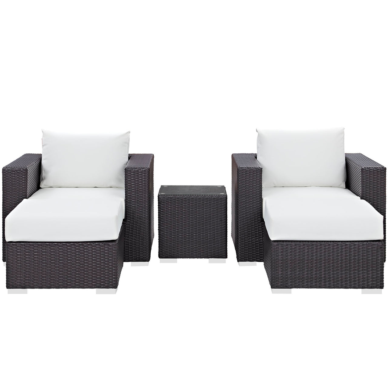 Conversation 5-Piece Alfresco Sectional Set, Espresso & White