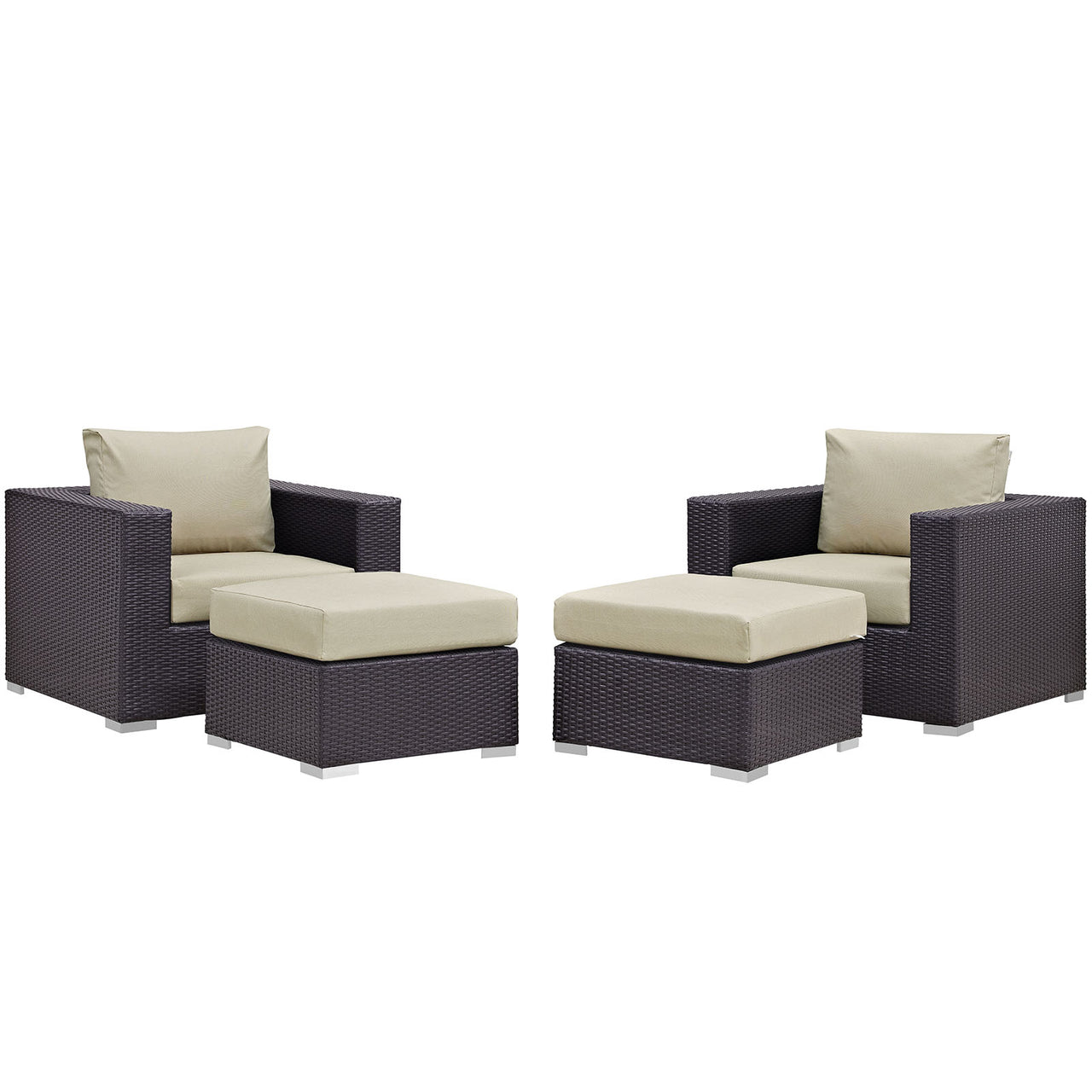 Conversation 4-Piece Alfresco Sectional Set, Espresso & Beige