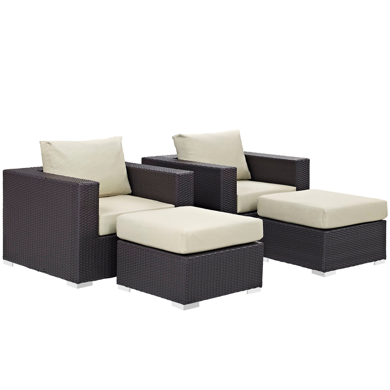 Conversation 4-Piece Alfresco Sectional Set, Espresso & Beige