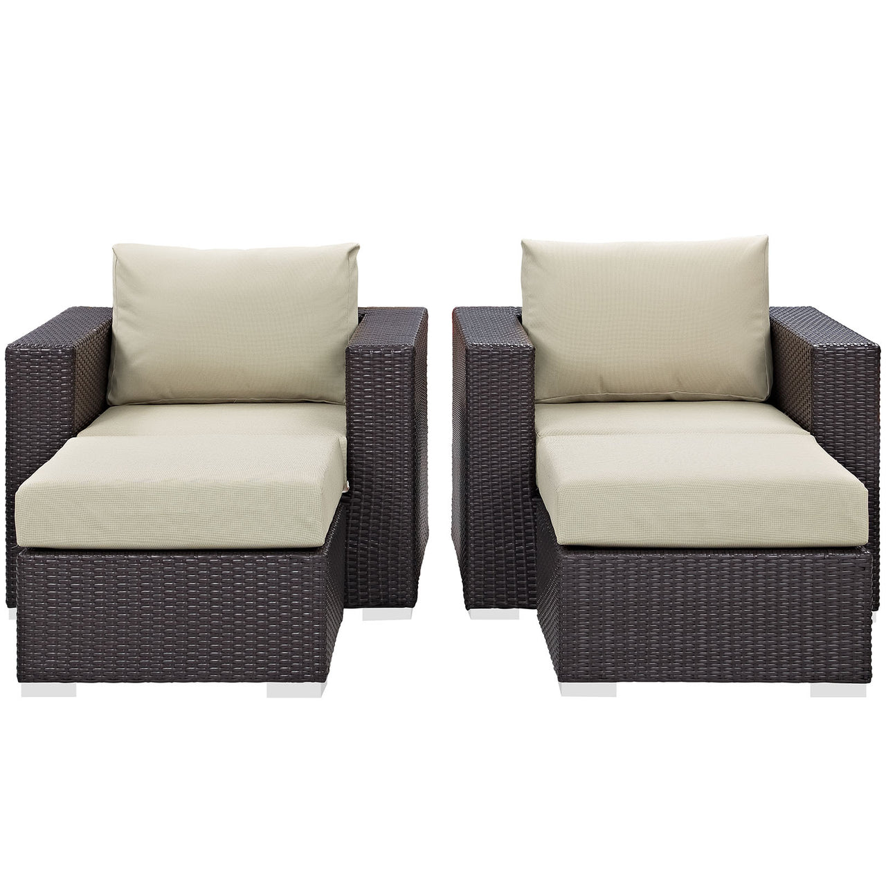 Conversation 4-Piece Alfresco Sectional Set, Espresso & Beige