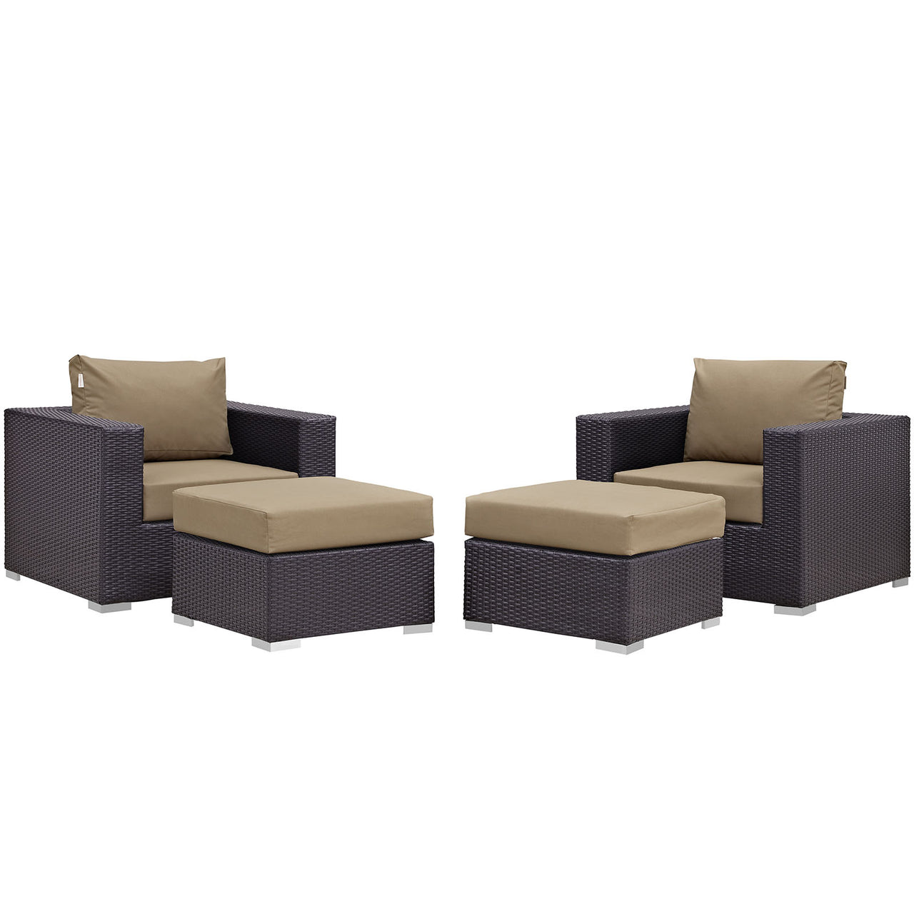 Conversation 4-Piece Alfresco Sectional Set, Espresso & Mocha