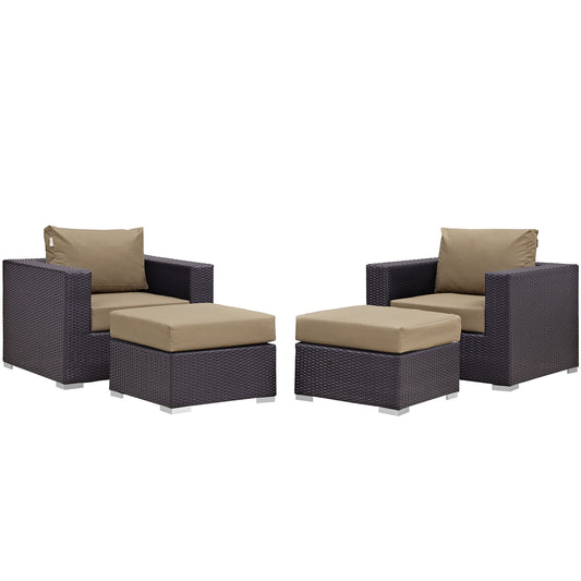 Conversation 4-Piece Alfresco Sectional Set, Espresso & Mocha