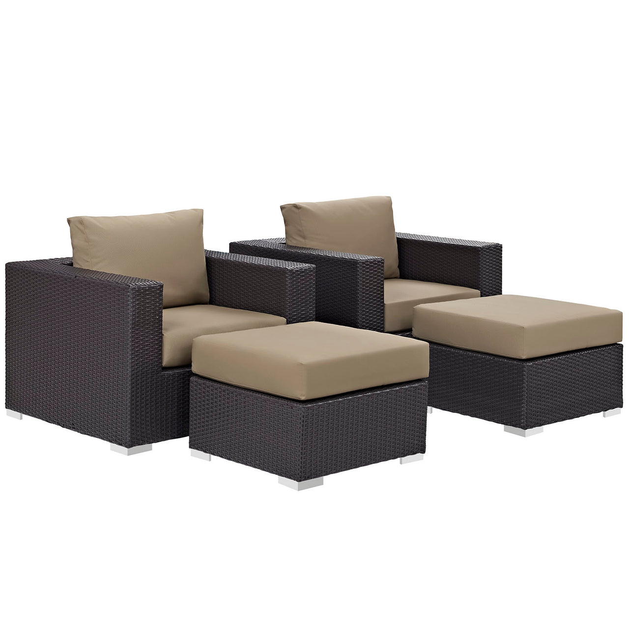 Conversation 4-Piece Alfresco Sectional Set, Espresso & Mocha