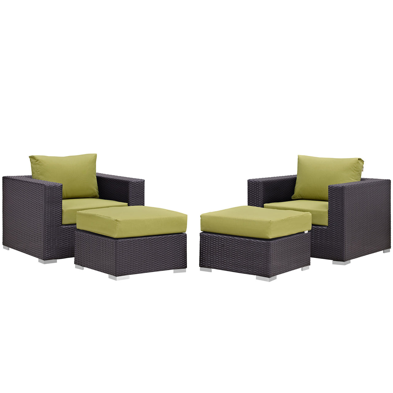 Conversation 4-Piece Alfresco Sectional Set, Espresso & Peridot