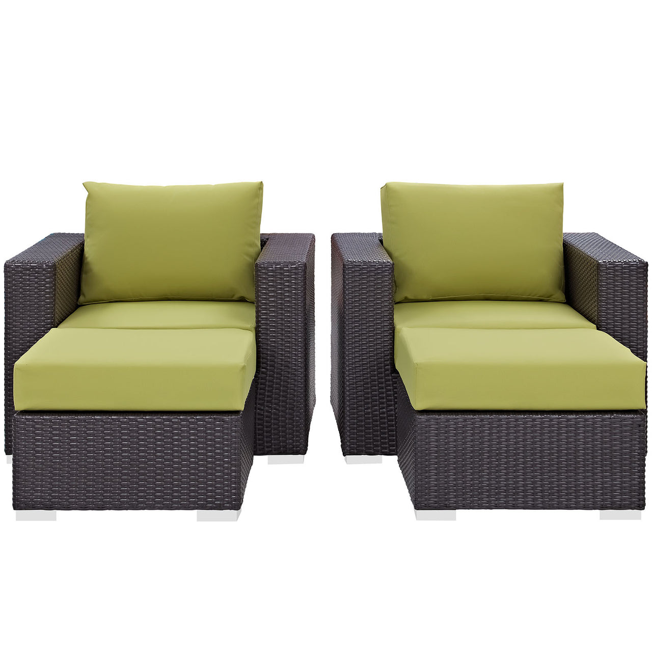 Conversation 4-Piece Alfresco Sectional Set, Espresso & Peridot