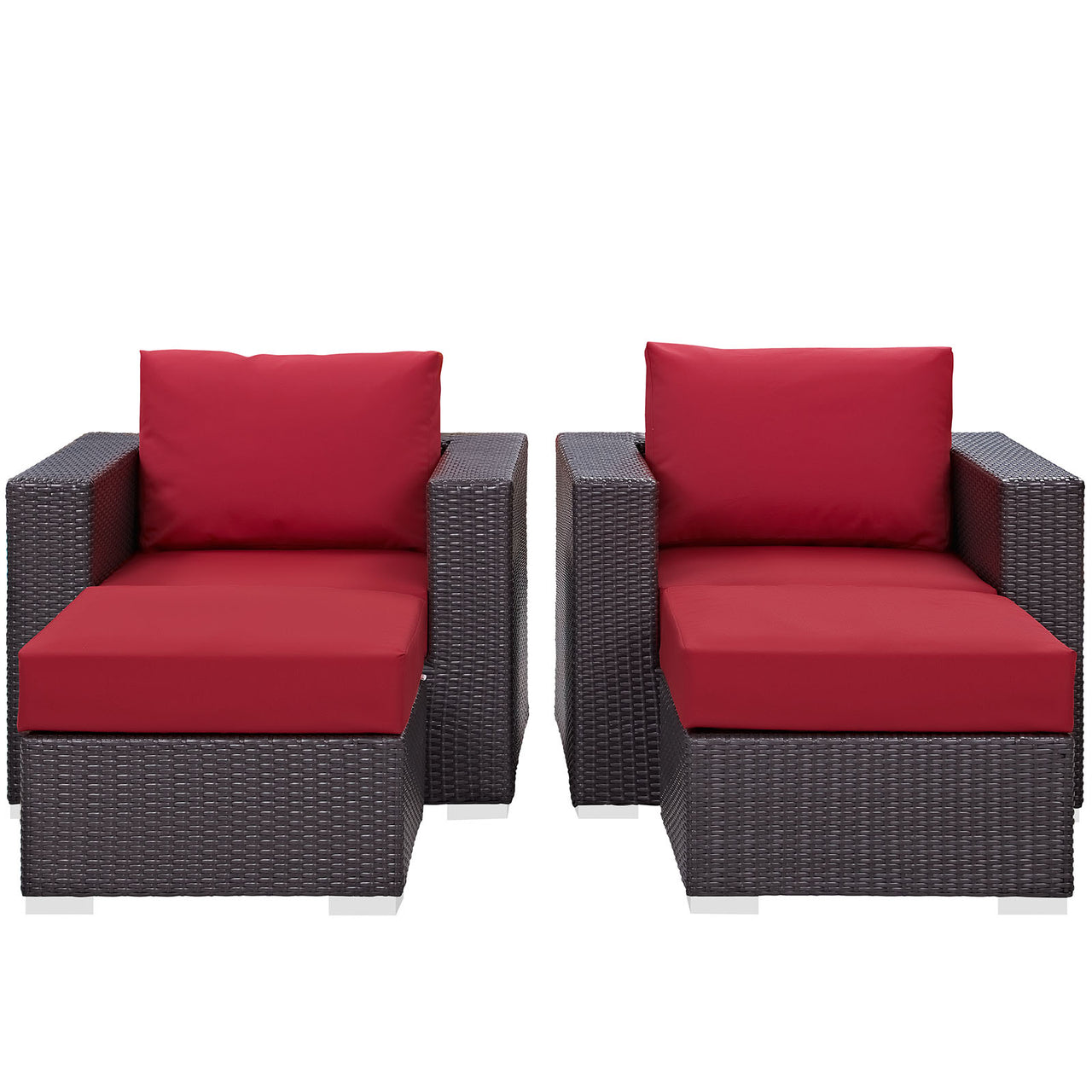 Convene 4 Piece Outdoor Patio Sectional Set, Espresso & Red