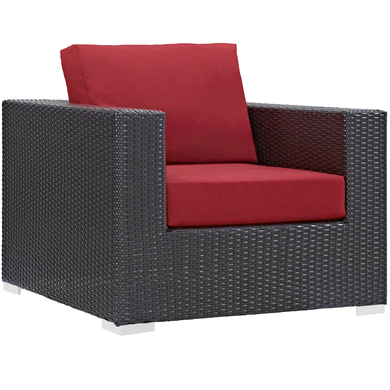 Convene 4 Piece Outdoor Patio Sectional Set, Espresso & Red