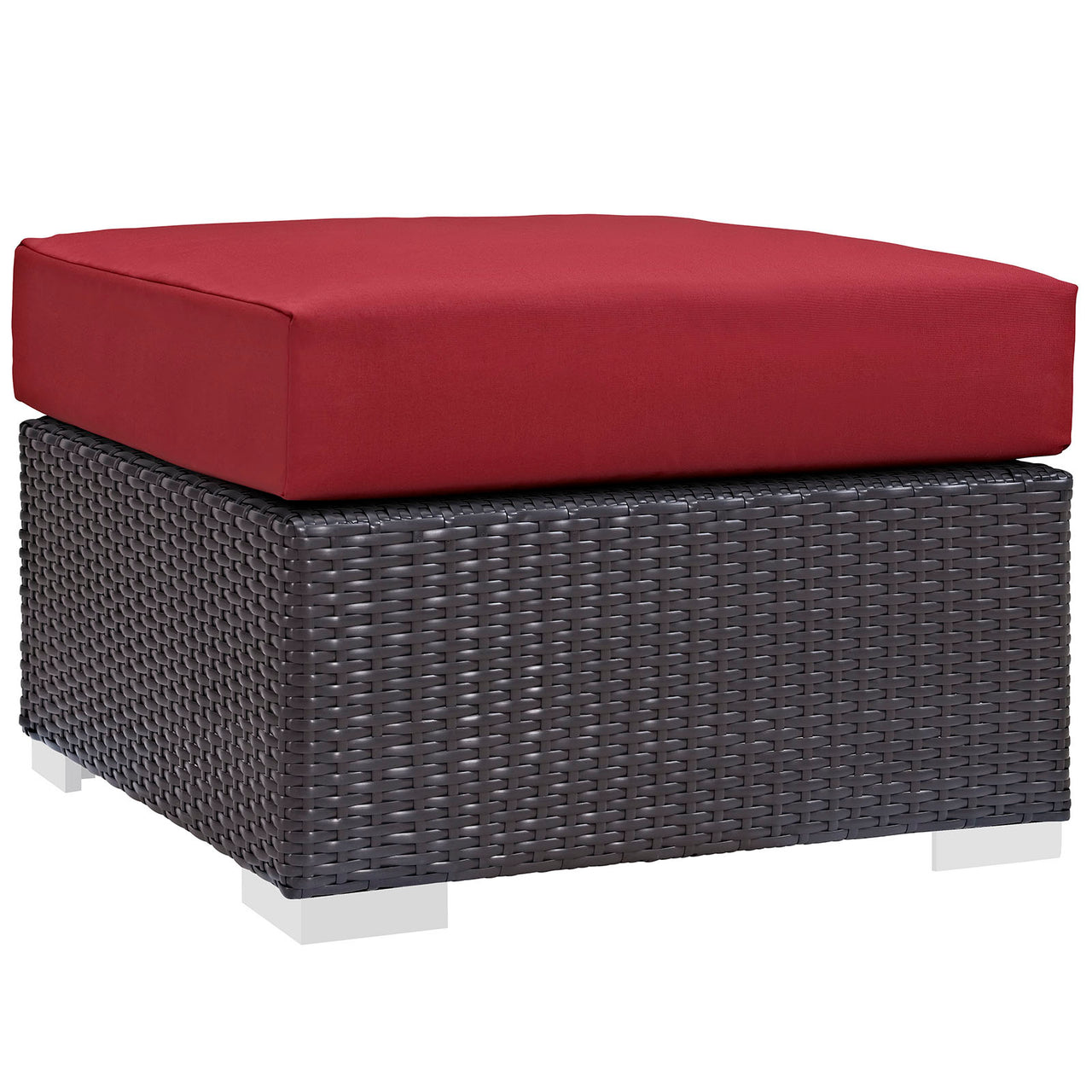 Convene 4 Piece Outdoor Patio Sectional Set, Espresso & Red