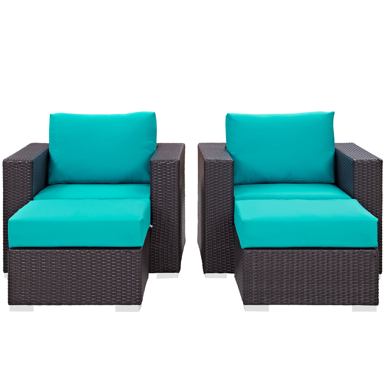 Conversation 4-Piece Alfresco Sectional Set, Espresso & Turquoise