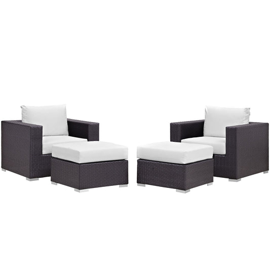 Conversation 4-Piece Alfresco Sectional Set, Espresso & White