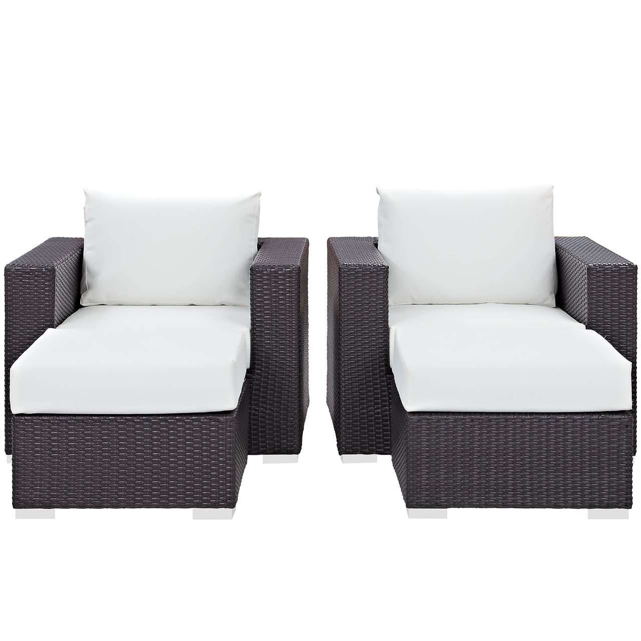 Convene 4 Piece Outdoor Patio Sectional Set, Espresso & White