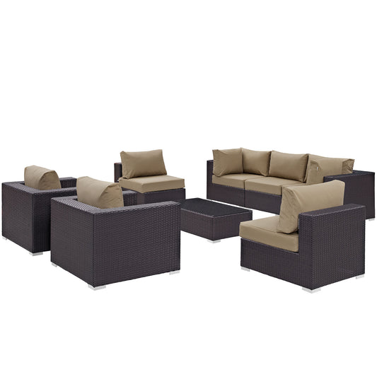 Conversation 8-Piece Alfresco Sectional Set, Espresso & Mocha