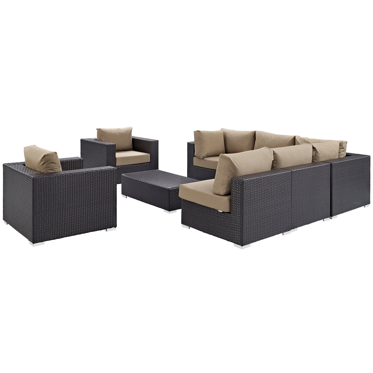 Conversation 8-Piece Alfresco Sectional Set, Espresso & Mocha