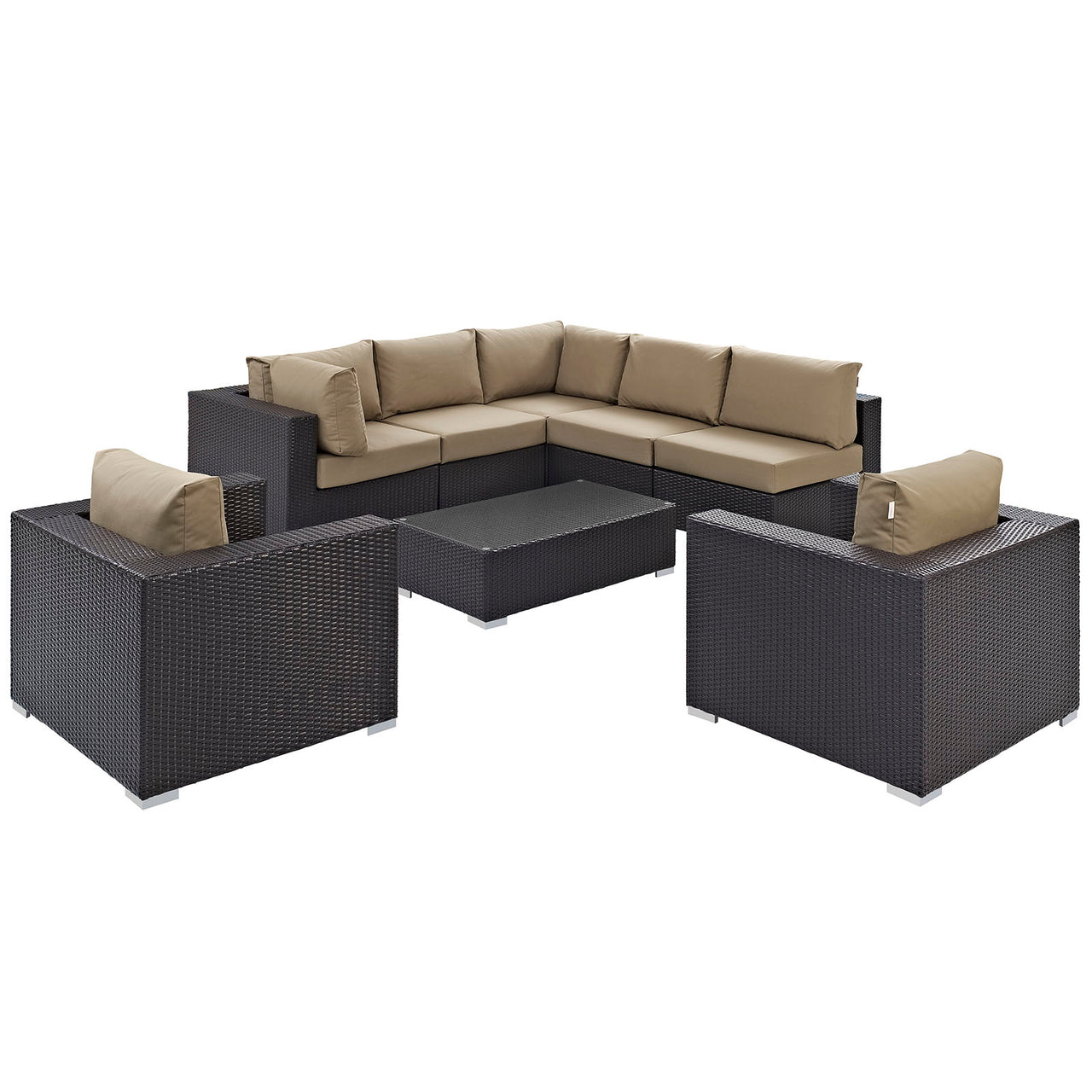 Conversation 8-Piece Alfresco Sectional Set, Espresso & Mocha