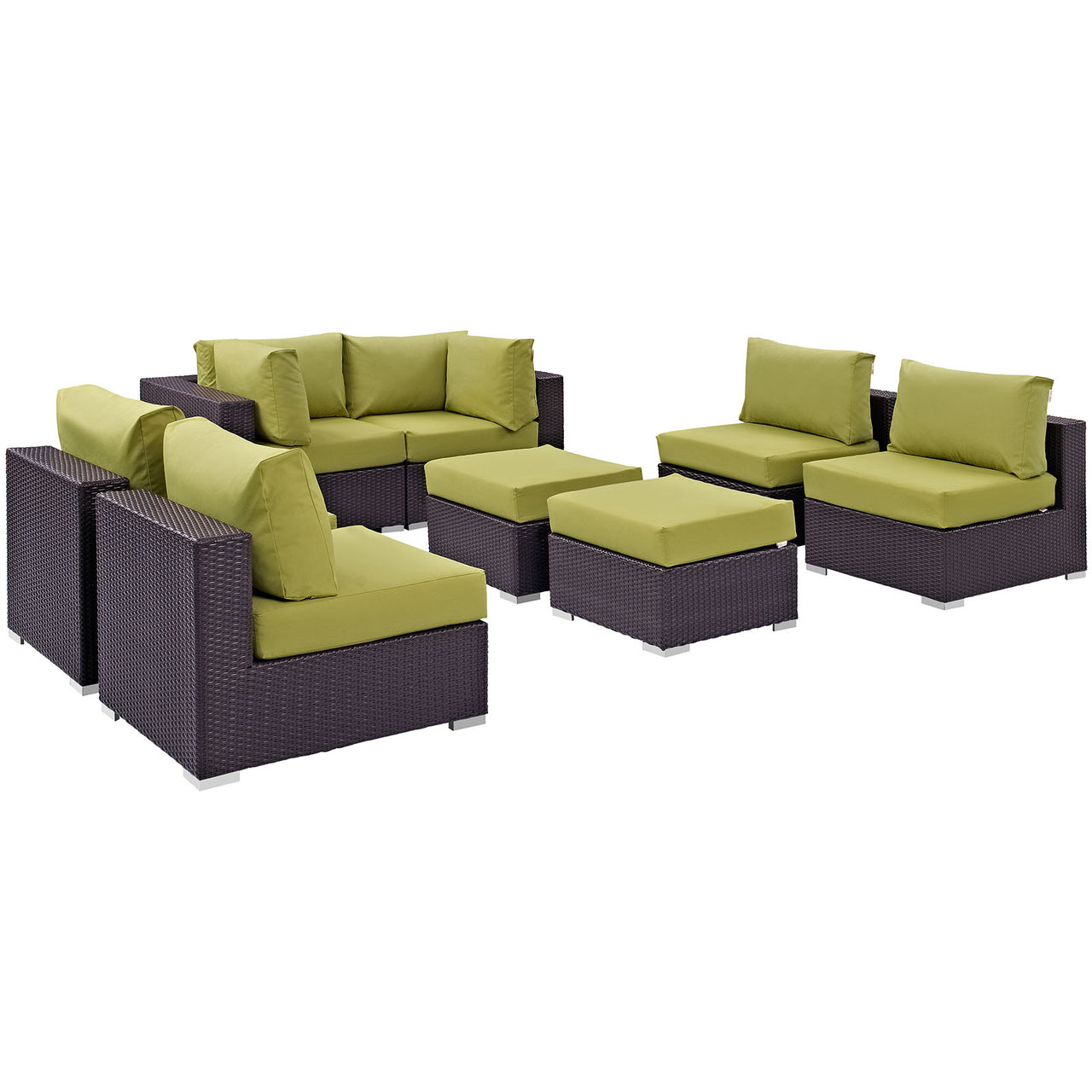 Conversation 8-Piece Alfresco Sectional Set, Espresso & Peridot