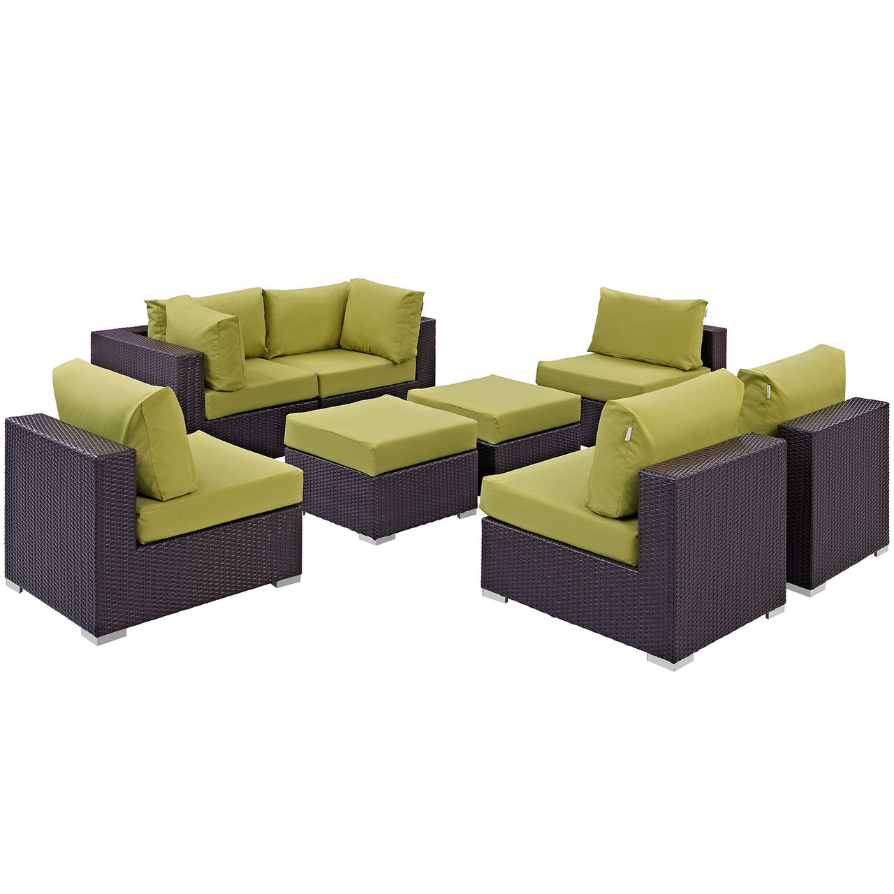 Conversation 8-Piece Alfresco Sectional Set, Espresso & Peridot