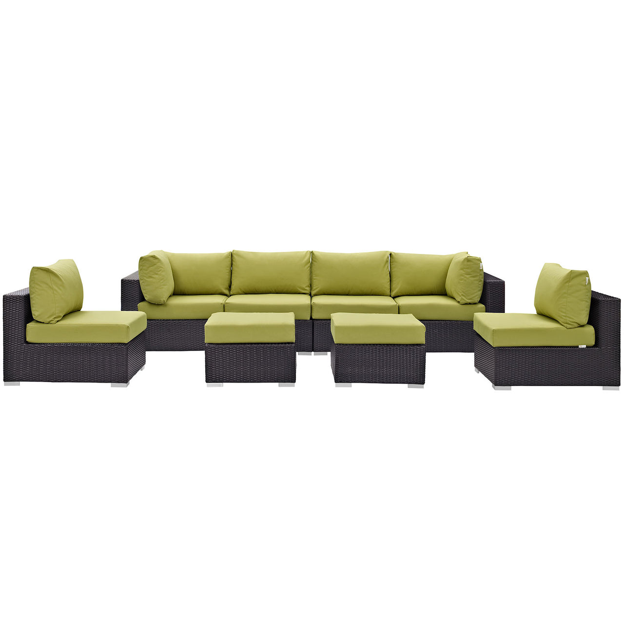Conversation 8-Piece Alfresco Sectional Set, Espresso & Peridot