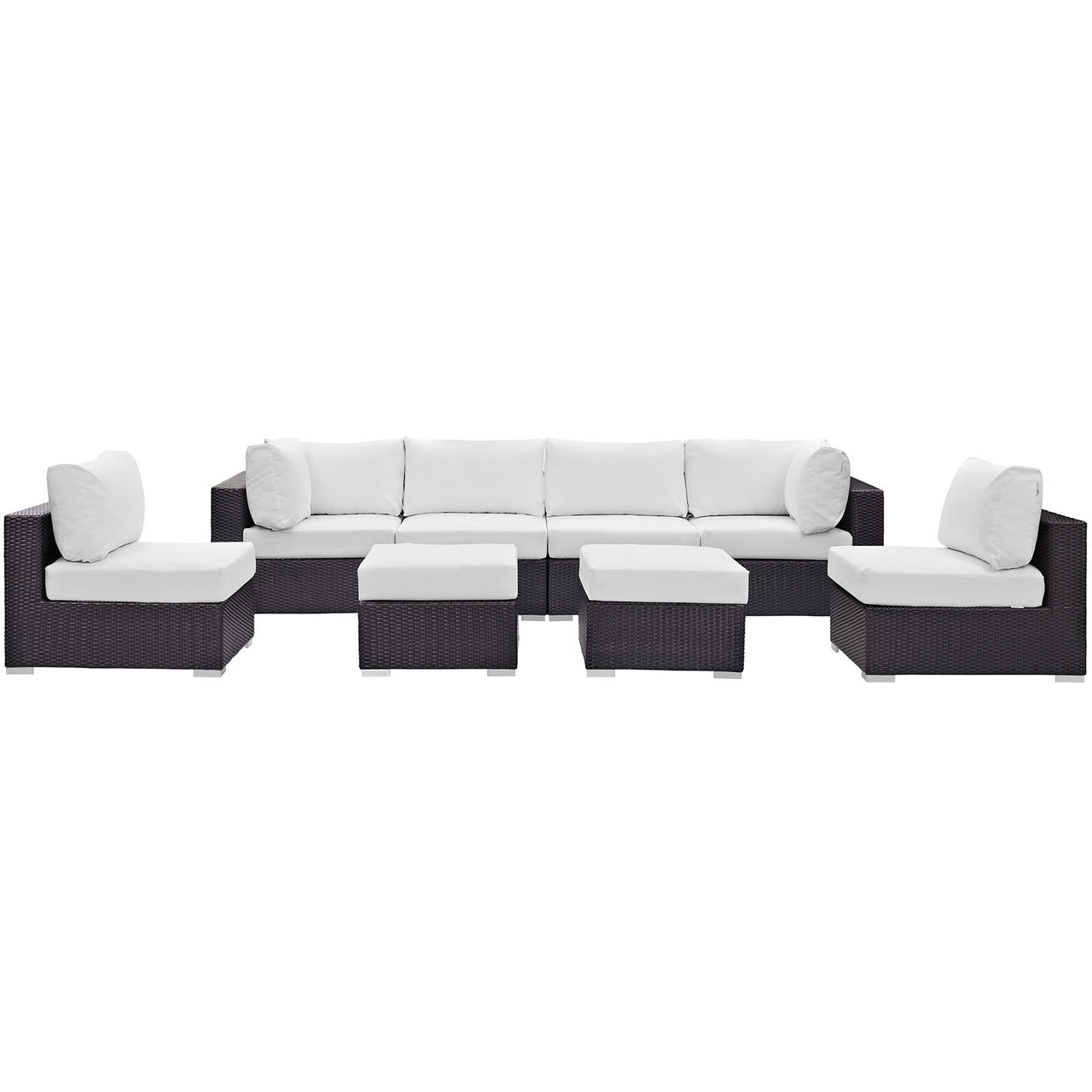 Conversation 8-Piece Alfresco Sectional Set, Espresso & White
