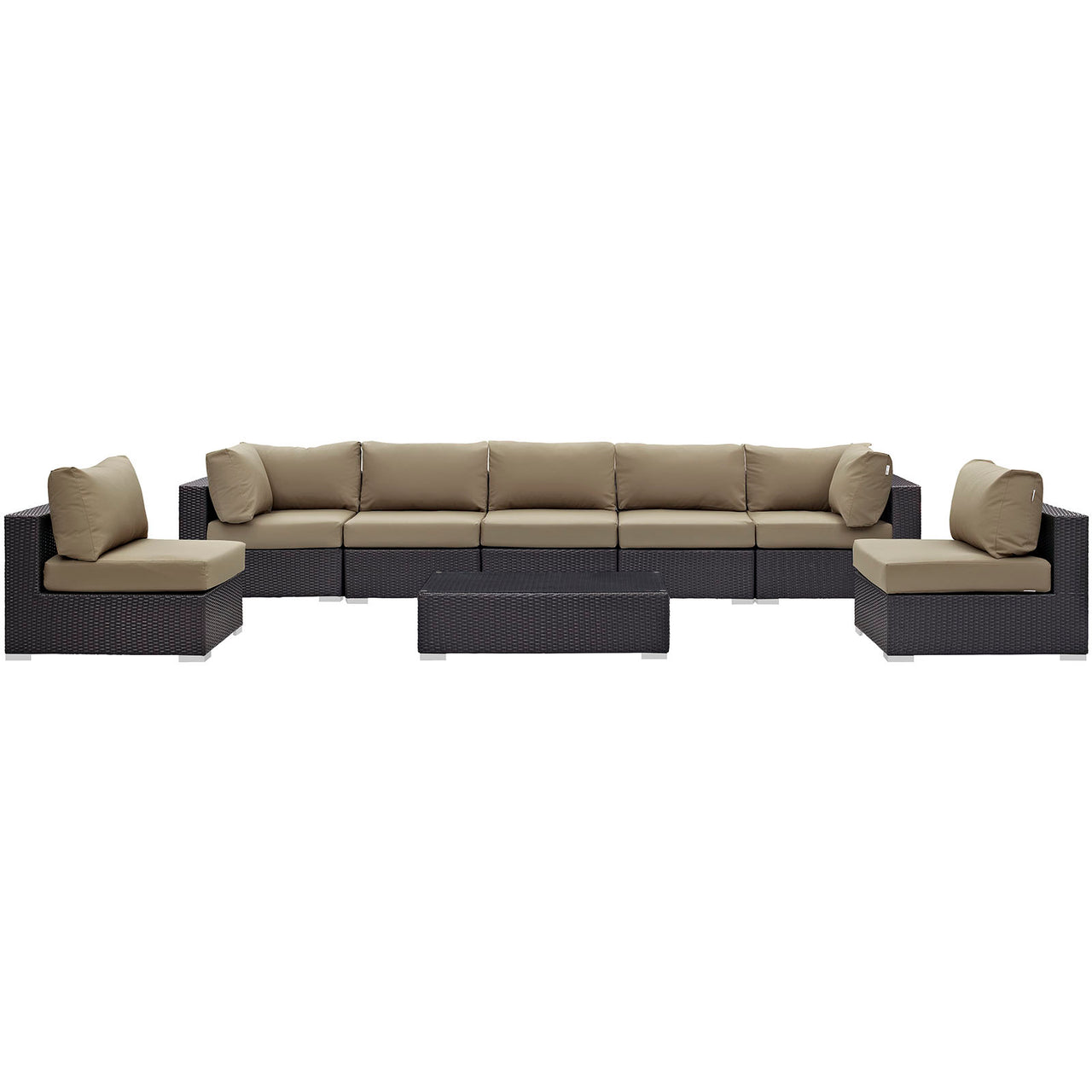Convene 8 Piece Outdoor Patio Sectional Set, Espresso & Mocha