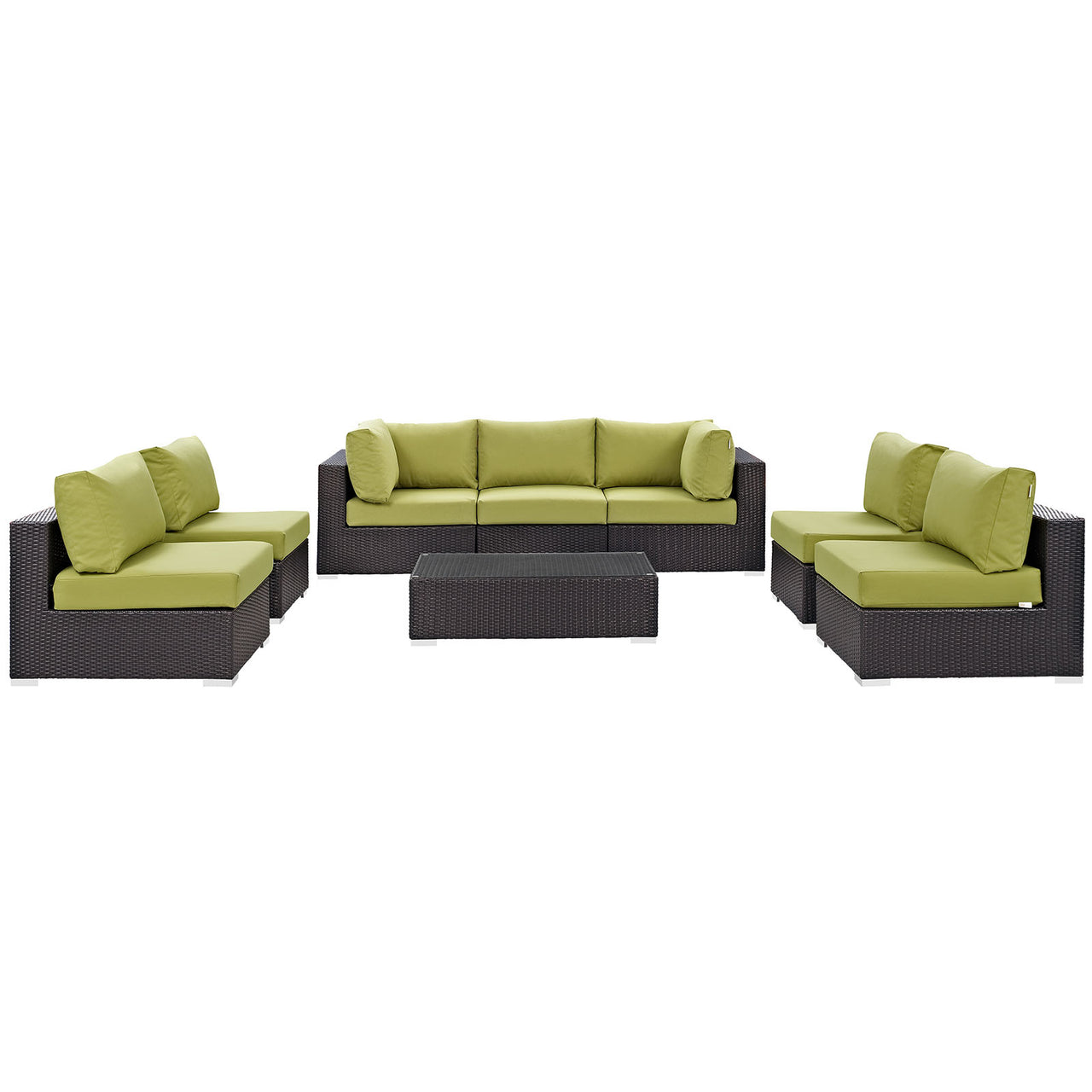 Conversation 8-Piece Alfresco Sectional Set, Espresso & Peridot