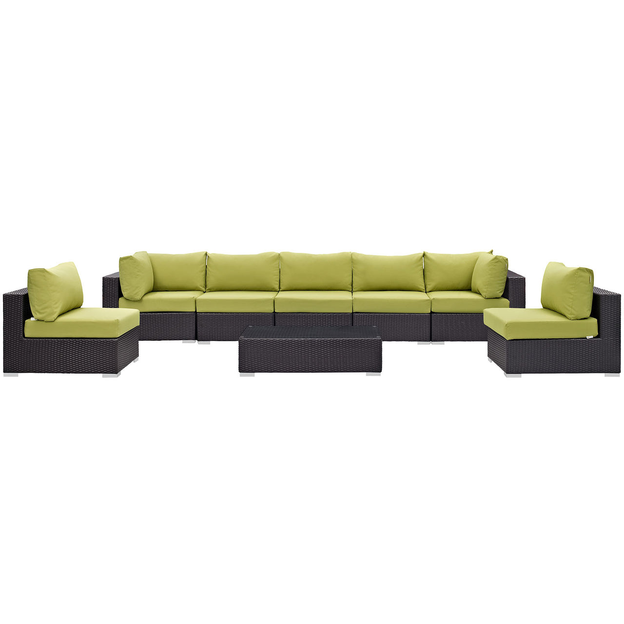 Conversation 8-Piece Alfresco Sectional Set, Espresso & Peridot