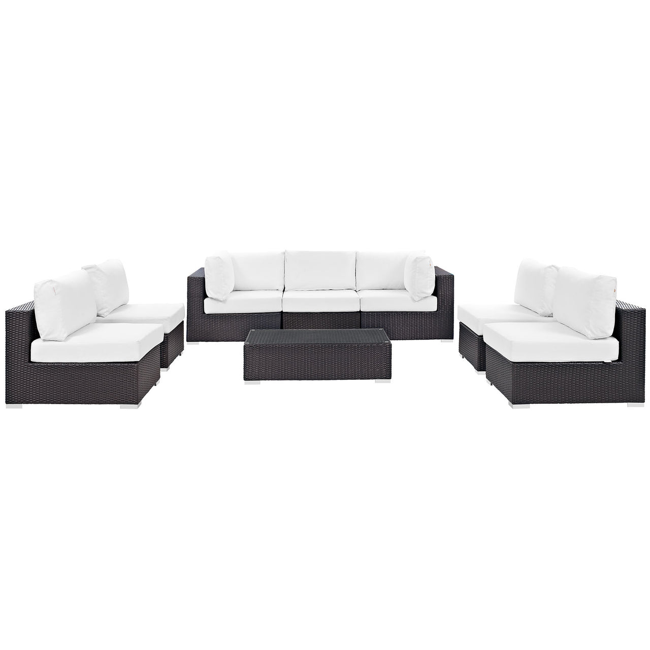 Conversation 8-Piece Alfresco Sectional Set, Espresso & White