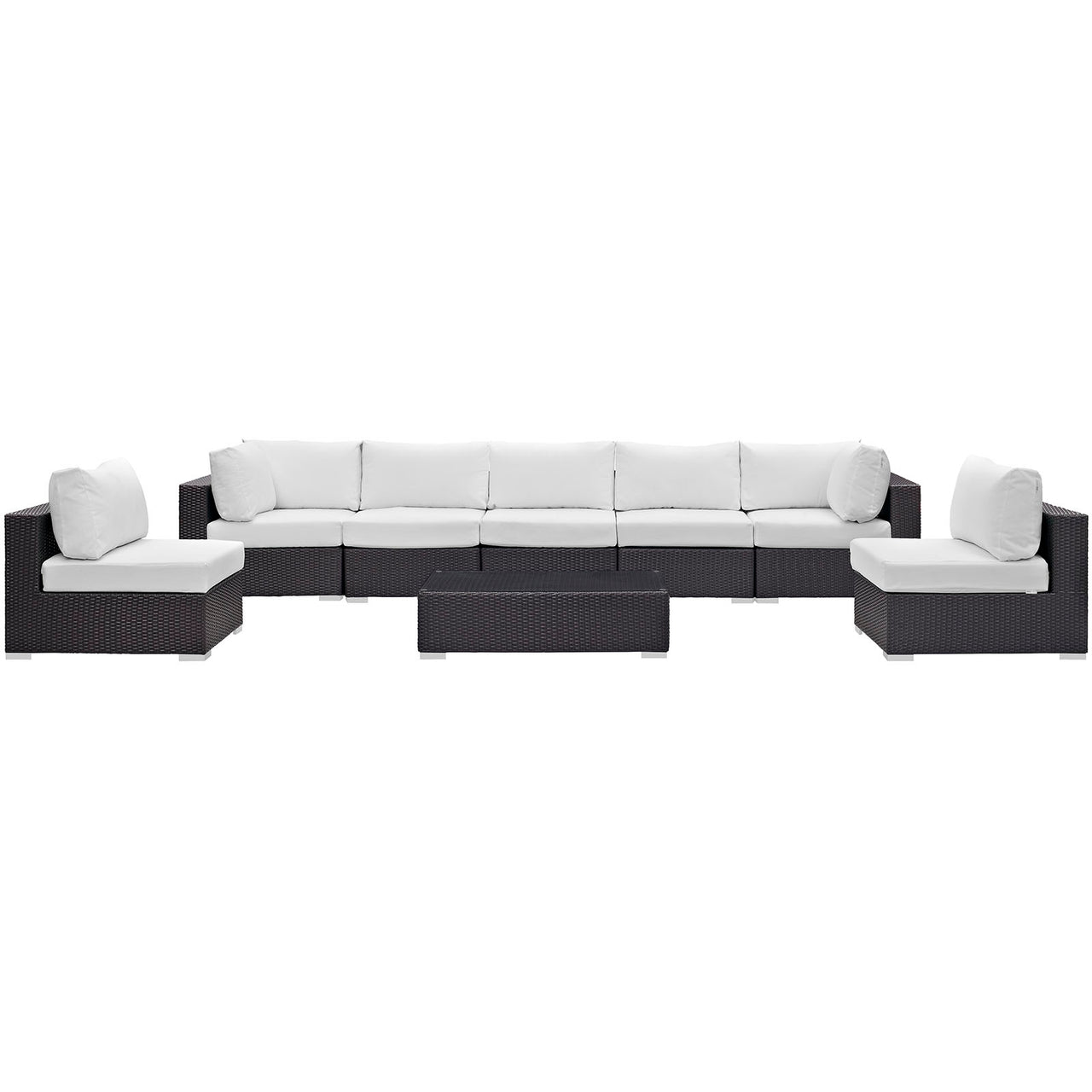 Conversation 8-Piece Alfresco Sectional Set, Espresso & White