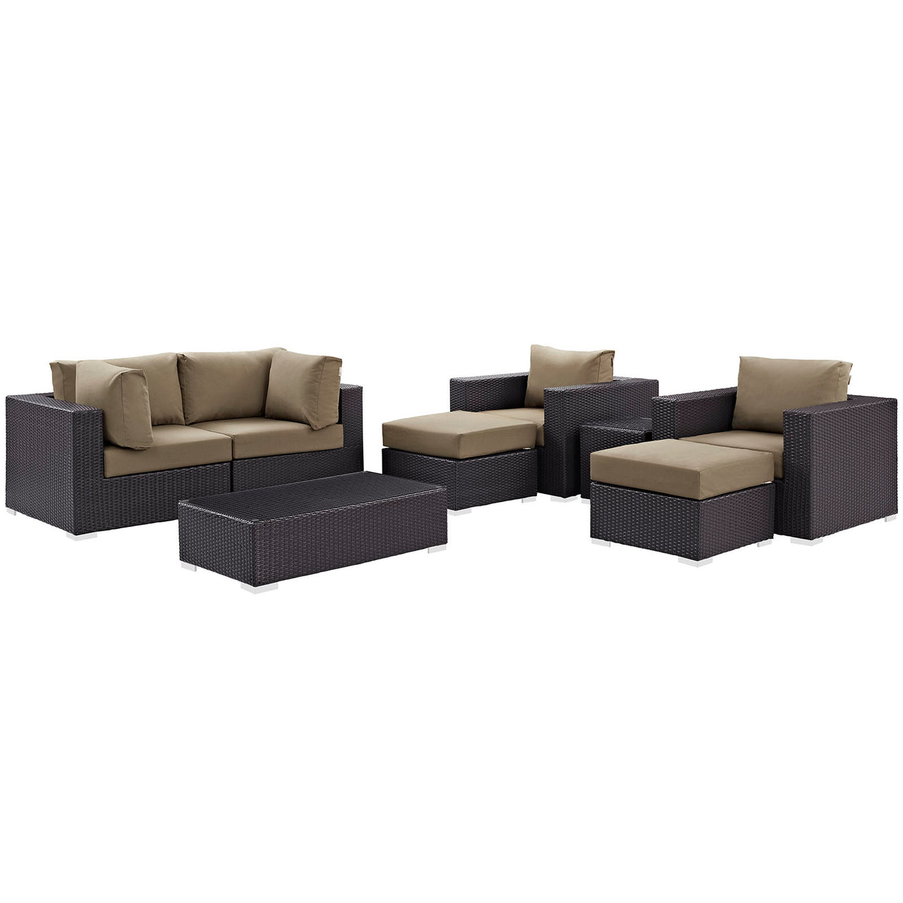 Conversation 8-Piece Alfresco Sectional Set, Espresso & Mocha