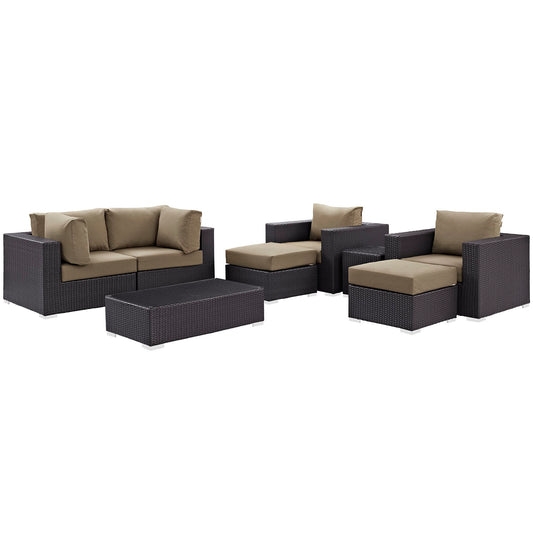 Conversation 8-Piece Alfresco Sectional Set, Espresso & Mocha