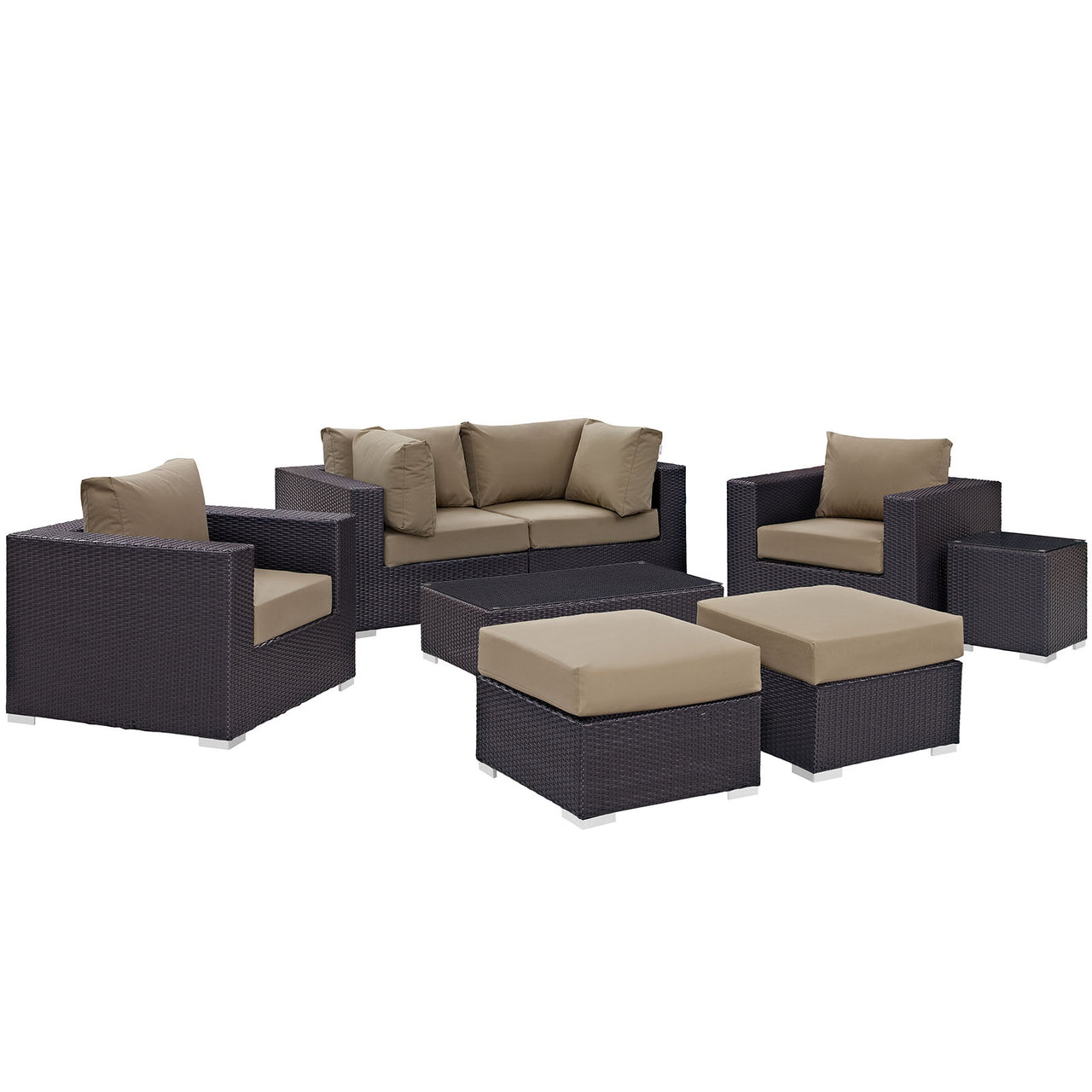 Conversation 8-Piece Alfresco Sectional Set, Espresso & Mocha