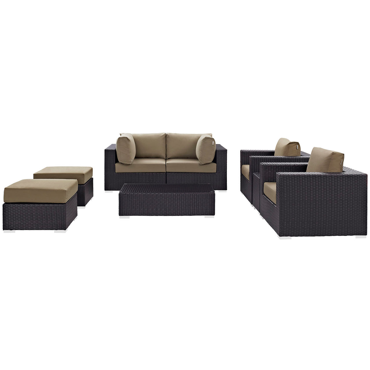 Conversation 8-Piece Alfresco Sectional Set, Espresso & Mocha